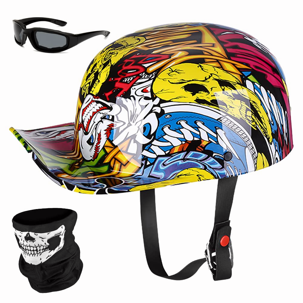 Yesmotor Half Helmet Polo Cap Half Shell Open Face Motorcycle Helmet - DOT  Approved